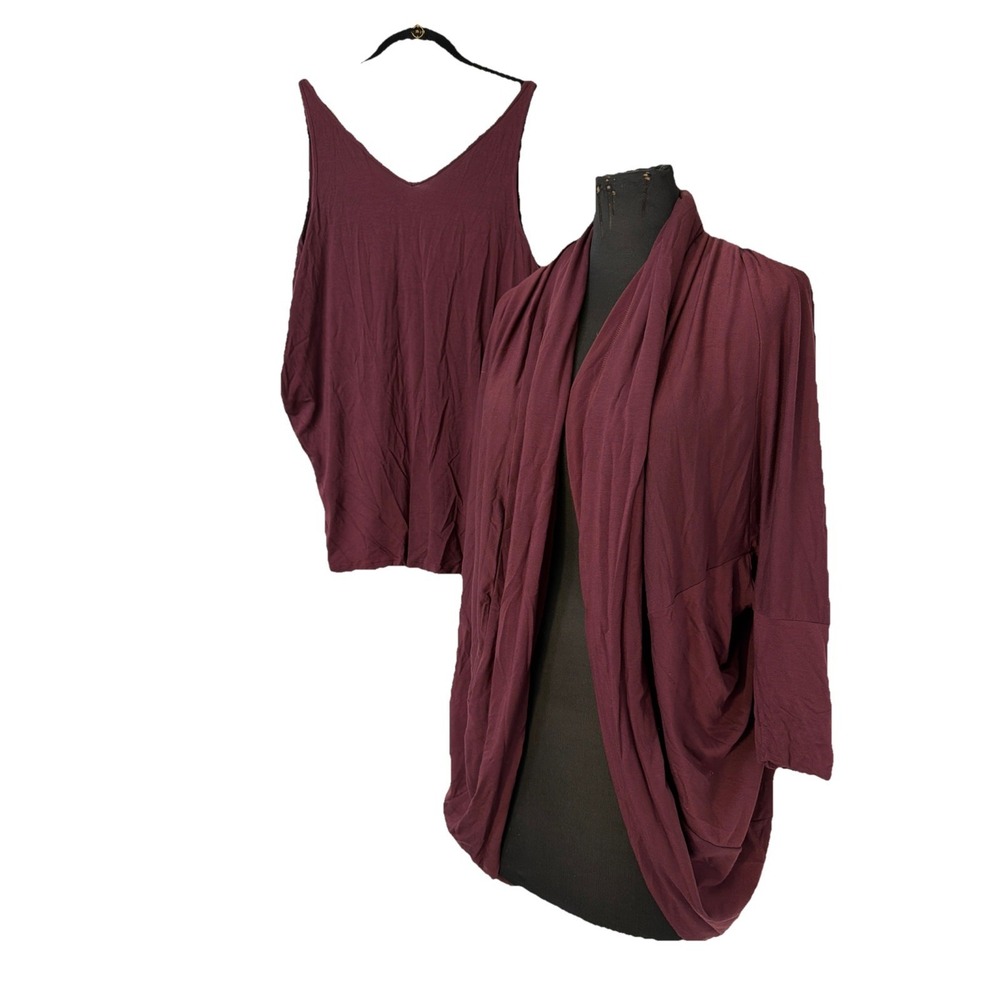 Garnet Hill Twin set Brown Dolman Cardigan & Sleeveless Tank Top Size M